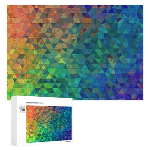 Regenbogen-Dreieck-Puzzle, 300 Teile, personalisiertes Puzzle, Regenbogen-Dreieck-Fotopuzzle, herausforderndes Bilder-Puzzle für Erwachsene, personalisierbares Puzzle mit Aufbewahrungstasche (39,9 x von GFLFMXZW