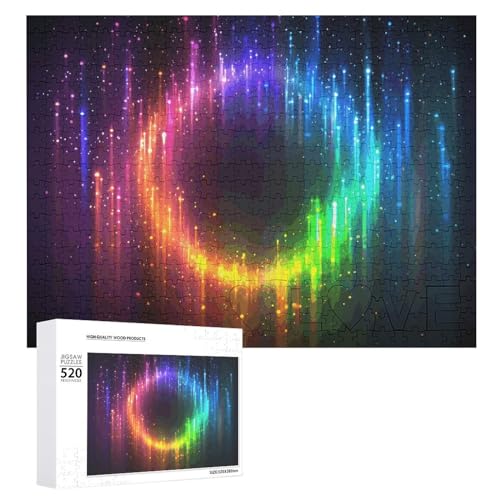 Regenbogen-Neon-Puzzle, 520 Teile, personalisierbar, Regenbogen-Neon-Fotopuzzle, anspruchsvolles Bilder-Puzzle für Erwachsene, personalisierbares Puzzle mit Aufbewahrungstasche (52,1 x 38,1 cm) von GFLFMXZW