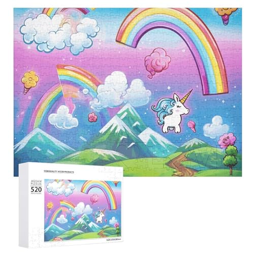 Regenbogen-Puzzle, 520 Teile, personalisiertes Puzzle, Regenbogen-Fotopuzzle, herausforderndes Bilder-Puzzle für Erwachsene, personalisierbares Puzzle mit Aufbewahrungstasche (52,1 x 38,1 cm) von GFLFMXZW