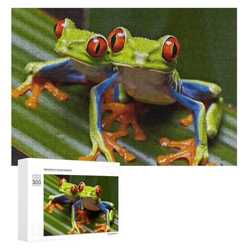 Rotäugiger Baumfrosch-Puzzle, 300 Teile, personalisierbar, rotäugiger Baumfrosch, Fotopuzzle, herausforderndes Bilder-Puzzle für Erwachsene, personalisierbares Puzzle mit Aufbewahrungstasche (39,9 x von GFLFMXZW