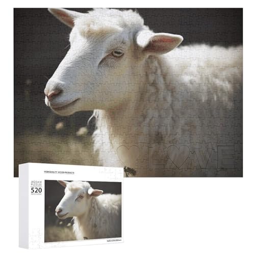 Schaf-Puzzle, 520 Teile, personalisiertes Puzzle, Schaf-Fotopuzzle, herausforderndes Bild, Puzzle für Erwachsene, personalisierbares Puzzle mit Aufbewahrungstasche (52,1 x 38,1 cm) von GFLFMXZW