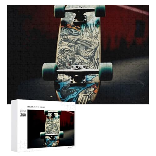 Skateboard-Puzzle, 300 Teile, personalisiertes Puzzle, Skate-Boards, Fotopuzzle, herausforderndes Bilder-Puzzle für Erwachsene, personalisierbares Puzzle mit Aufbewahrungstasche (39,9 x 27,9 cm) von GFLFMXZW