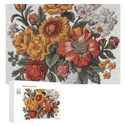 Stickerei Verschiedene Blumen Puzzles 300 Teile Personalisierte Puzzles Stickerei Verschiedene Blumen Fotopuzzle Herausforderndes Bilderpuzzle für Erwachsene Personalisieren Puzzle mit von GFLFMXZW