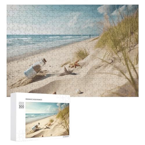 Strand-Puzzle, 300 Teile, personalisiertes Puzzle, Strand, Meer, Fotopuzzle, herausforderndes Bilder-Puzzle für Erwachsene, personalisierbares Puzzle mit Aufbewahrungstasche (39,9 x 27,9 cm) von GFLFMXZW