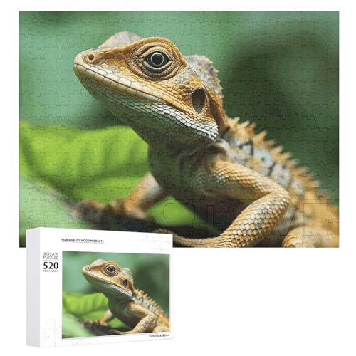 Tier-Eidechsen-Puzzle, 520 Teile, personalisiertes Puzzle, Tier-Eidechse, Fotopuzzle, herausforderndes Bild, Puzzle für Erwachsene, personalisierbares Puzzle mit Aufbewahrungstasche (52,1 x 38,1 cm) von GFLFMXZW