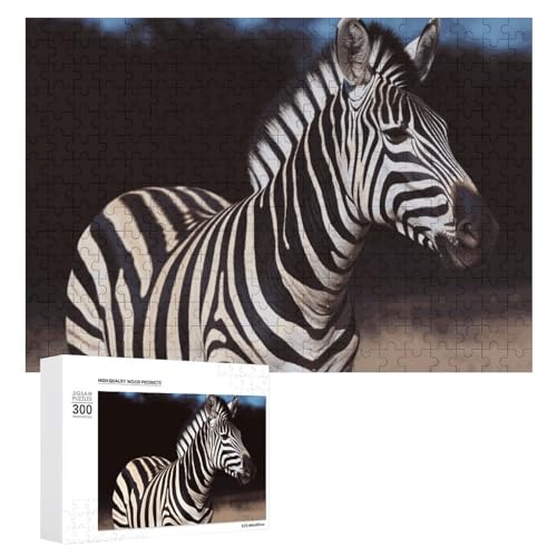 Tier-Zebra-Puzzle, 300 Teile, personalisiertes Puzzle, Tier-Zebra-Fotopuzzle, herausforderndes Bild, Puzzle für Erwachsene, personalisierbares Puzzle mit Aufbewahrungstasche (39,9 x 27,9 cm) von GFLFMXZW