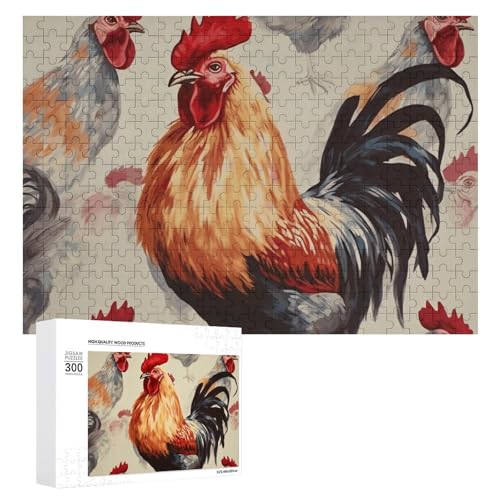 Tierkunst-Puzzle, Hühner-Malpuzzle, 300 Teile, personalisierbar, Tierkunst, Huhn-Malerei, Fotopuzzle, herausforderndes Bild, Puzzle für Erwachsene, personalisierbares Puzzle mit Aufbewahrungstasche von GFLFMXZW