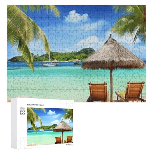 Tropische Feiertage-Puzzle, 300 Teile, personalisiertes Puzzle, tropische Feiertage, Fotopuzzle, herausforderndes Bilder-Puzzle für Erwachsene, personalisierbares Puzzle mit Aufbewahrungstasche (39,9 von GFLFMXZW