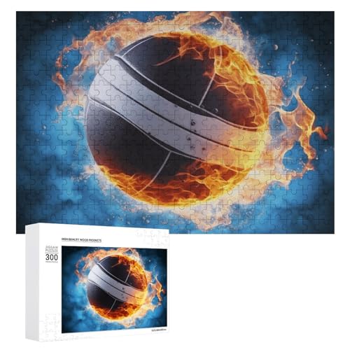 Volleyball-Puzzle, Eis und Feuer, 300 Teile, personalisiertes Puzzle, Eis und Feuer, Volleyball, Fotopuzzle, herausforderndes Bild, Puzzle für Erwachsene, personalisierbares Puzzle mit von GFLFMXZW