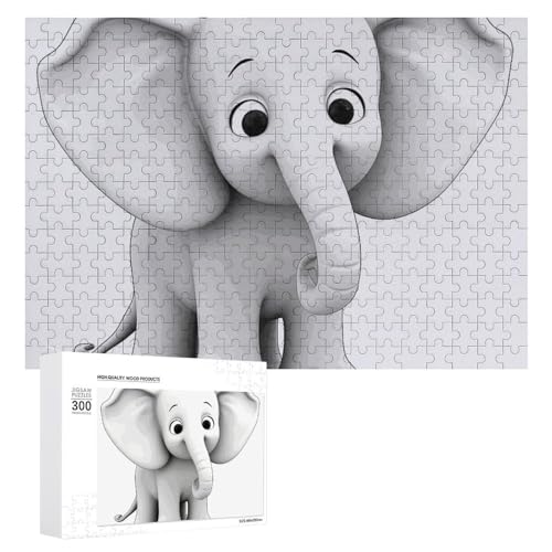 Weißer Elefanten-Puzzle, 300 Teile, personalisiertes Puzzle, weißer Elefant, Fotopuzzle, herausforderndes Bild, Puzzle für Erwachsene, personalisierbares Puzzle mit Aufbewahrungstasche (39,9 x 27,9 von GFLFMXZW