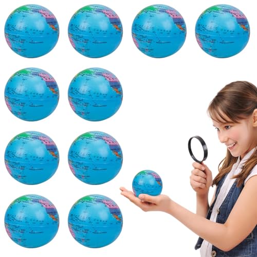 10 Stück Stressball Globus Klein Antistressball Weltkugel Knautschball Weltkarte knetball Stress Relief knetball für Kinder Erwachsene Spiele Ausbildung Stresserleichterung von GFTCGK