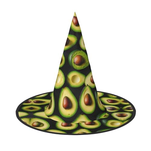 GFXEDSAH Avocado-Muster, Halloween-Hüte, vielseitiger Hexenhut, faltbare Hexenhüte für Halloween, Feste, Karneval von GFXEDSAH