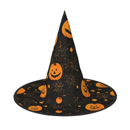 GFXEDSAH Halloween-Kürbis-Druck, vielseitiger Hexenhut, faltbare Hexenhüte für Halloween-Festlichkeiten, Karneval von GFXEDSAH