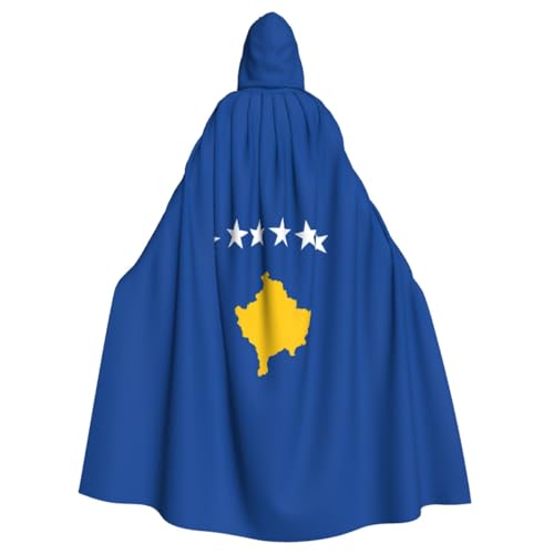 GFXEDSAH Kapuzenumhang mit Flagge des Kosovo, Unisex, für Halloween, Cosplay, Samt, Umhang mit Kapuze, Erwachsenenkostüm, Umhang von GFXEDSAH