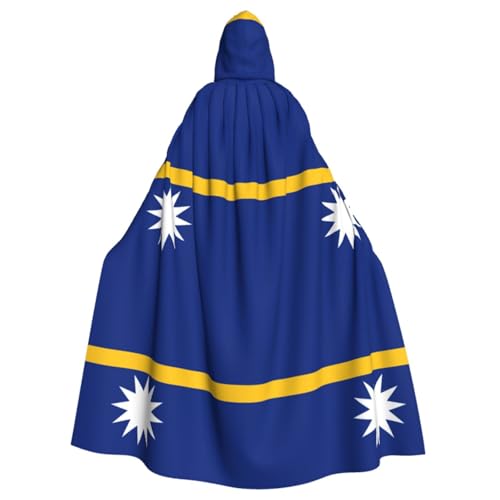 GFXEDSAH Kapuzenumhang mit Flagge von Nauru, Unisex, für Halloween, Cosplay, Samt, Umhang mit Kapuze, Erwachsenenkostüm, Umhang von GFXEDSAH