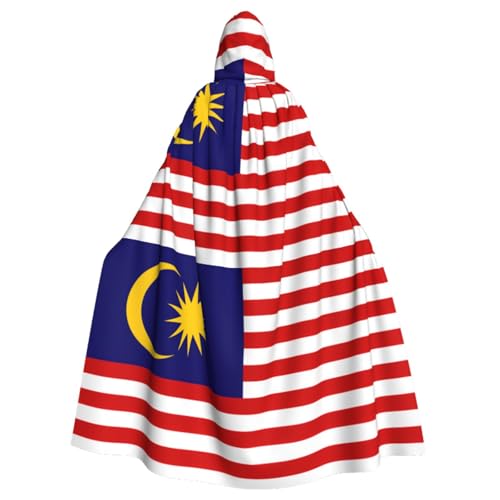 GFXEDSAH Kapuzenumhang mit Malaysia-Flagge, Unisex, für Halloween, Cosplay, Samt, Umhang mit Kapuze, Erwachsenenkostüm, Umhang von GFXEDSAH