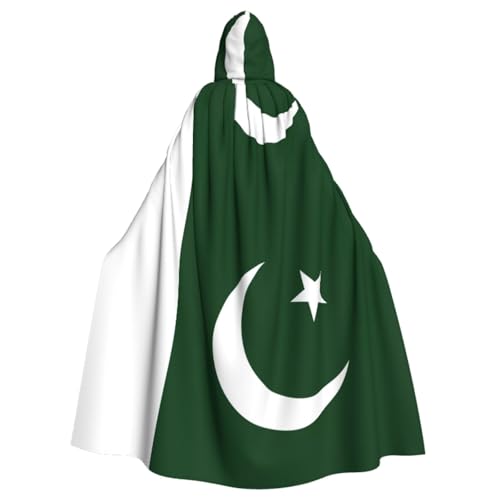 GFXEDSAH Kapuzenumhang mit Pakistan-Flagge, Unisex, für Halloween, Cosplay, Samt, Umhang mit Kapuze, Erwachsenenkostüm, Umhang von GFXEDSAH