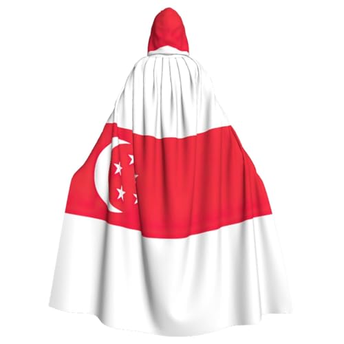 GFXEDSAH Kapuzenumhang mit Singapur-Flagge, Unisex, für Halloween, Cosplay, Samt, Umhang mit Kapuze, Erwachsenenkostüm, Umhang von GFXEDSAH