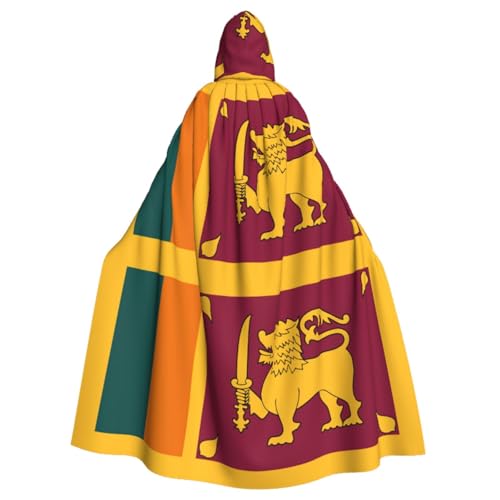 GFXEDSAH Kapuzenumhang mit Sri Lanka-Flagge, Unisex, für Halloween, Cosplay, Samt, Umhang mit Kapuze, Erwachsenenkostüm, Umhang von GFXEDSAH