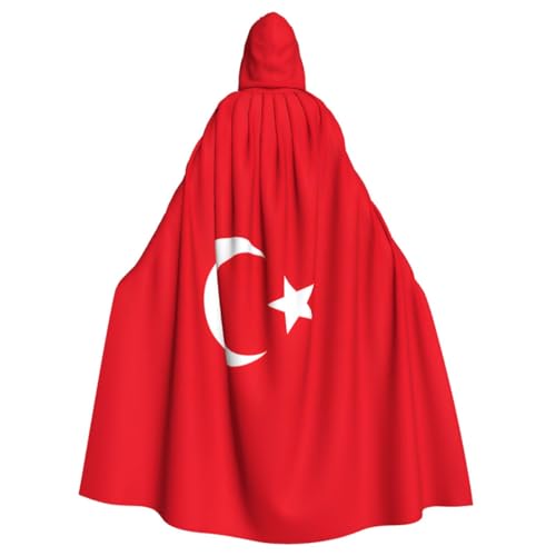 GFXEDSAH Kapuzenumhang mit der Flagge der Türkei, unisex, Halloween, Cosplay, Samt-Umhang mit Kapuze, Erwachsenenkostüm, Umhang von GFXEDSAH