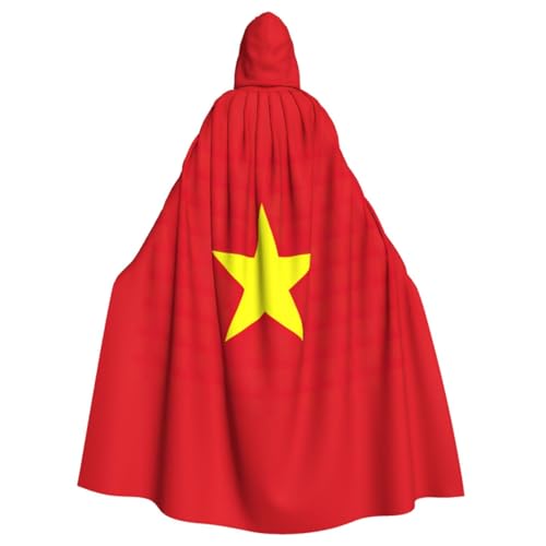 GFXEDSAH Kapuzenumhang mit vietnamesischer Flagge, Unisex, für Halloween, Cosplay, Samt, Umhang mit Kapuze, Erwachsenenkostüm, Umhang von GFXEDSAH