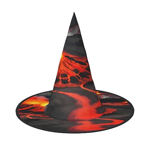 GFXEDSAH Kilauea Halloween-Hüte mit Vulkan-Druck, vielseitiger Hexenhut, faltbare Hexenhüte für Halloween, Feste, Karneval von GFXEDSAH