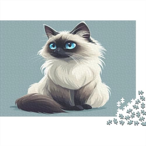 Cute Blue Eyed Kat Puzzle 1000 Teile Puzzle Für Erwachsene Und Kinder Ab 14 Jahren Puzzel 1000pcs (75x50cm) von GGAAUEIXN