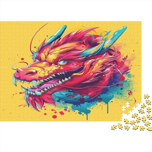 Drache Puzzle 1000 Teile,Puzzlespiel Für Erwachsene,Impossible Puzzle,Puzzle GesKükenlichkeitsspiel Für Die Ganze Familie, Geschenke Für Männer/Frauen Erwachsenen Puzzel 1000pcs (75x50cm) von GGAAUEIXN