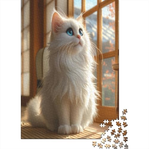 Süße blauäugige Katze Puzzle 1000 Teile,Puzzlespiel Für Erwachsene,Impossible Puzzle,Puzzle GesKükenlichkeitsspiel Für Die Ganze Familie, Geschenke Puzzel 1000pcs (75x50cm) von GGAAUEIXN