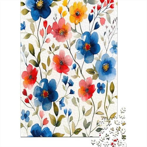 Watercolor Blumes Puzzle 1000 Teile,Puzzle Für Erwachsene, Impossible Puzzle,Puzzle Farbenfrohes Legespiel,GesKükenlichkeitsspiel Für Die Ganze Familie Puzzel 1000pcs (75x50cm) von GGAAUEIXN