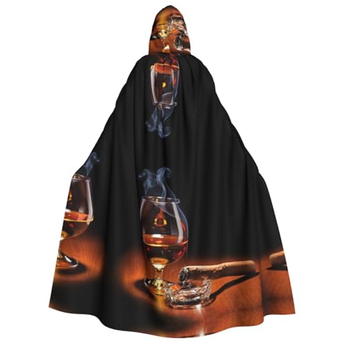 GGDCRFF Cigar And Whiskey Printed Adult Halloween And Christmas Hooded Cape, Suitable For Role-Playing Decoration, Etc von GGDCRFF