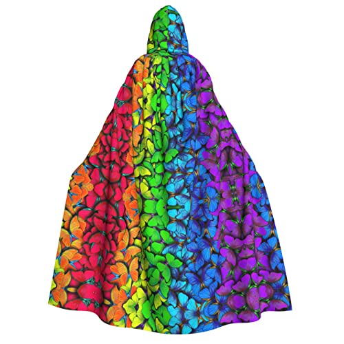 GGDCRFF Farbenfroher Schmetterlings-Aufdruck, Erwachsenen-Halloween- und Weihnachts-Kapuzenumhang, geeignet für Rollenspiel-Dekoration usw von GGDCRFF