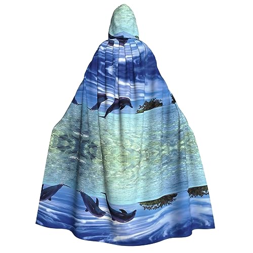 GGDCRFF Jumping Whales Printed Adult Halloween And Christmas Hooded Cape, Suitable For Role-Playing Decoration, Etc von GGDCRFF