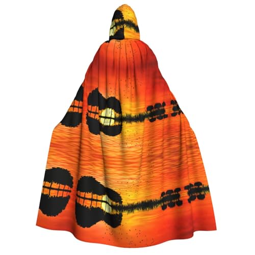 GGDCRFF Lake Guitar Reflection Printed Adult Halloween And Christmas Hooded Cape, Suitable For Role-Playing Decoration, Etc von GGDCRFF