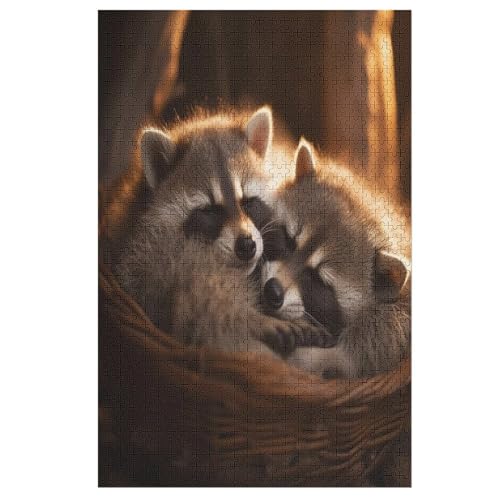 1000 Teile Puzzle Für Erwachsene, Waschbär -Puzzles, Kinder HolzPuzzle, Kreatives Puzzle, Geschenk Für Freunde Und Familie 78×53cm von GGJJTT