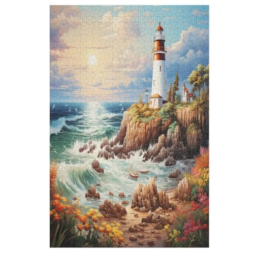 1000 Teile Puzzle Für Jugendliche,Coastal Leuchtturms Puzzles,Erwachsenenpuzzle,Holzpuzzles,Dekompressionsspiel,Spielzeugpuzzles 78×53cm von GGJJTT