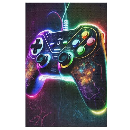 1000 Teile Puzzle Für Jugendliche,Gaming Neon-Gamepad Puzzles,Erwachsenenpuzzle,Holzpuzzles,Dekompressionsspiel,Spielzeugpuzzles （78×53cm） von GGJJTT