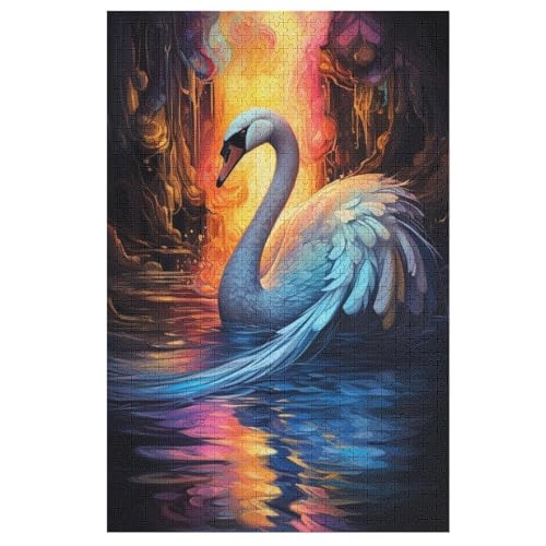 1000 Teile Puzzle Für Jugendliche,Schwan Puzzles,Erwachsenenpuzzle,Holzpuzzles,Dekompressionsspiel,Spielzeugpuzzles 78×53cm von GGJJTT