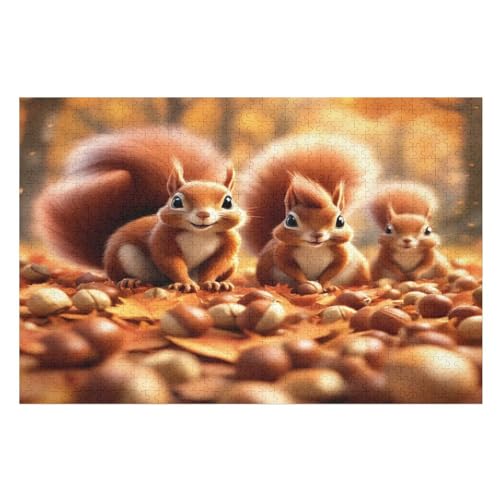 1000 Teile Puzzle Für Jugendliche,süßes Eichhörnchen Puzzles,Erwachsenenpuzzle,Holzpuzzles,Dekompressionsspiel,Spielzeugpuzzles 78×53cm von GGJJTT