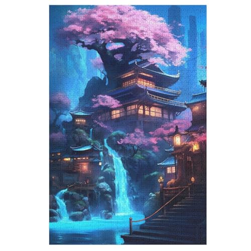 1000 Teile Puzzle Für Jungen Und Mädchen, Standard-Puzzles Neon Wasserfall Tempel, Familienspiele, 78×53cm 1000 Teile Puzzle Für Jungen Und Mädchen, Standard-Puzzles Neon Wasserfall Tempel, Familienspiele, 78×53cm von GGJJTT