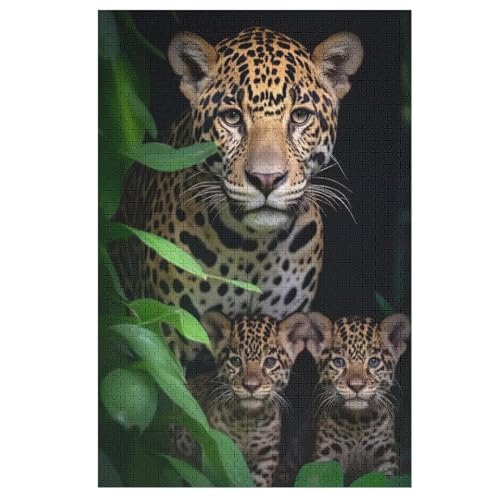 1000-teiliges Puzzles, Leopard -Puzzle Für Erwachsene Kinder,Holzbrettpuzzle,Erwachsenenpuzzles,Geschenke （78×53cm） von GGJJTT