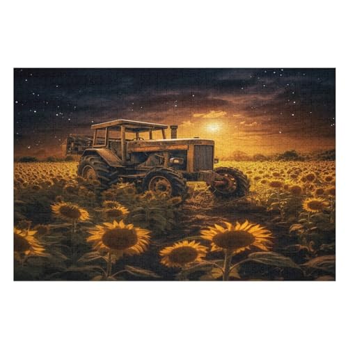 1000-teiliges Puzzles, Traktor -Puzzle Für Erwachsene Kinder,Holzbrettpuzzle,Erwachsenenpuzzles,Geschenke （75×50cm） von GGJJTT