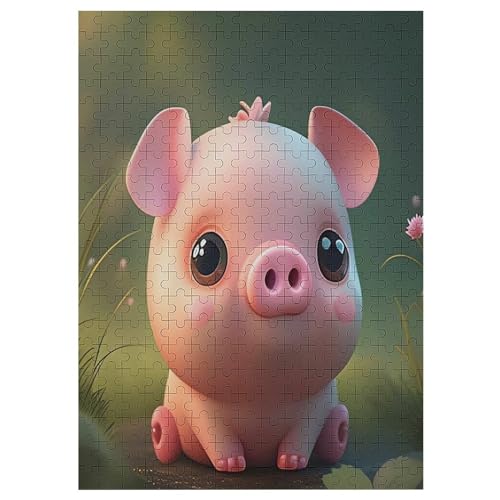 300 Teile Puzzle Für Jugendliche,Cute Schwein Puzzles,Erwachsenenpuzzle,Holzpuzzles,Dekompressionsspiel,Spielzeugpuzzles （42×30cm） von GGJJTT