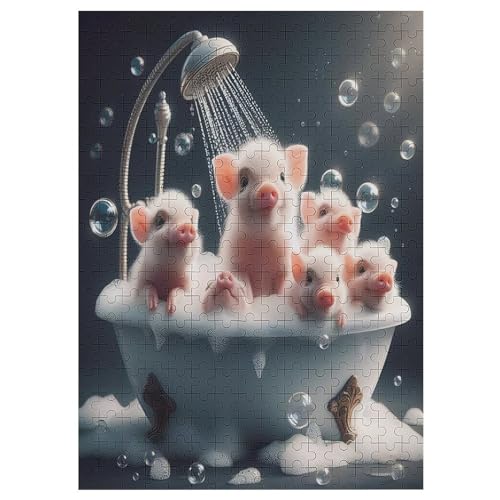 300 Teile Puzzle Für Jungen Und Mädchen, Standard-Puzzles, Cute Schwein -Puzzles, Familienspiele, （42×30cm） von GGJJTT