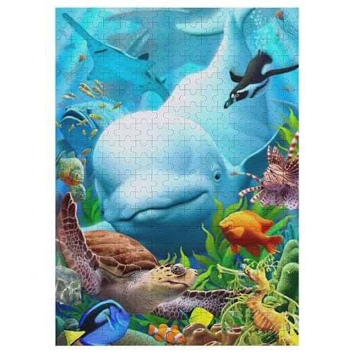 300 Teile Puzzle Für Jungen Und Mädchen, Standard-Puzzles, Delfin -Puzzles, Familienspiele, （42×30cm） von GGJJTT