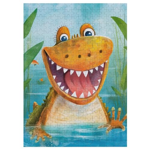 300 Teile Puzzle Für Jungen Und Mädchen, Standard-Puzzles, Fröhliches Krokodil -Puzzles, Familienspiele, （42×30cm） von GGJJTT