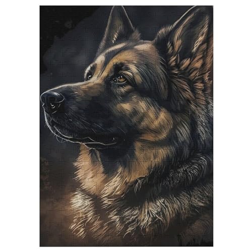 300-teiliges Puzzles, Deutscher Schäferhund -Puzzle Für Erwachsene Kinder,Holzbrettpuzzle,Erwachsenenpuzzles,Geschenke （42×30cm） von GGJJTT