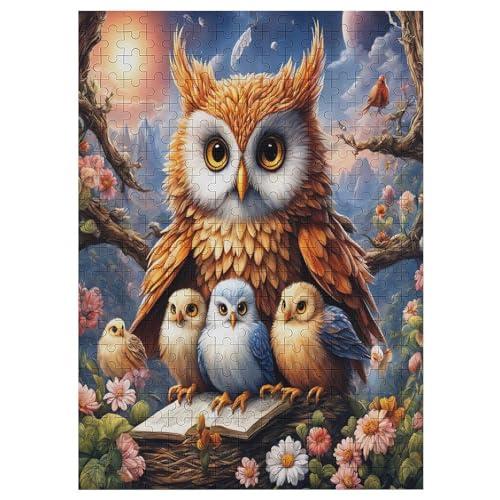 300-teiliges Puzzles, Tierische Eule -Puzzle Für Erwachsene Kinder,Holzbrettpuzzle,Erwachsenenpuzzles,Geschenke （42×30cm） von GGJJTT