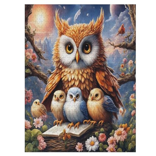 500 Teile Puzzle Für Erwachsene, Tierische Eule -Puzzles, Kinder Holz-Puzzle, Kreatives Puzzle, Geschenk Für Freunde Und Familie （55×41cm） von GGJJTT