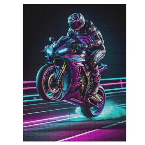 500 Teile Puzzle Für Jungen Und Mädchen, Standard-Puzzles, Motorradrennen -Puzzles, Familienspiele, （55×41cm） von GGJJTT